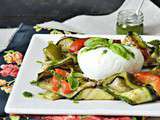 Salade mozzarella, légumes grillés à la plancha et pesto basilic